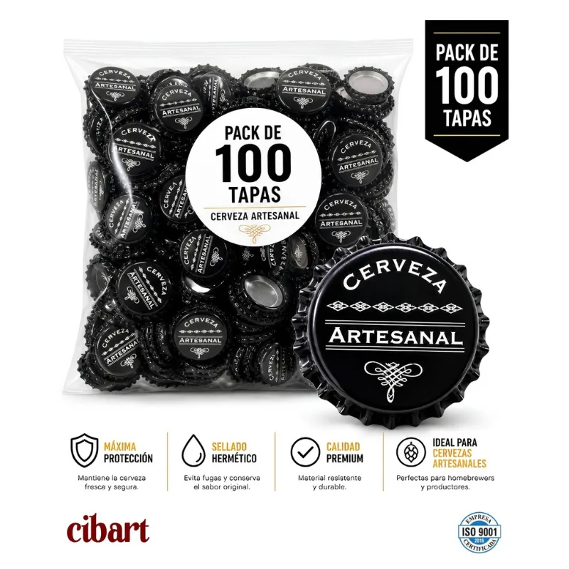 Tapas Corona Impresas Negras x 100 Unidades Tapas Corona Impresas Negras x 100 Unidades
