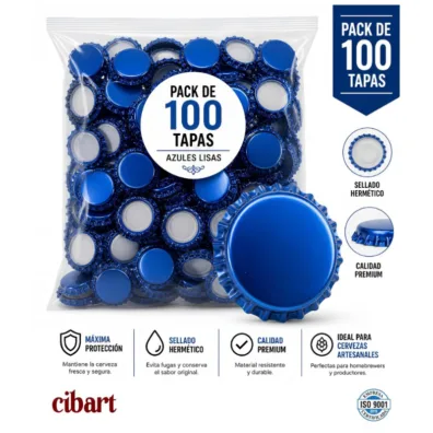 Tapas Corona Lisas Azules x 100 Unidades