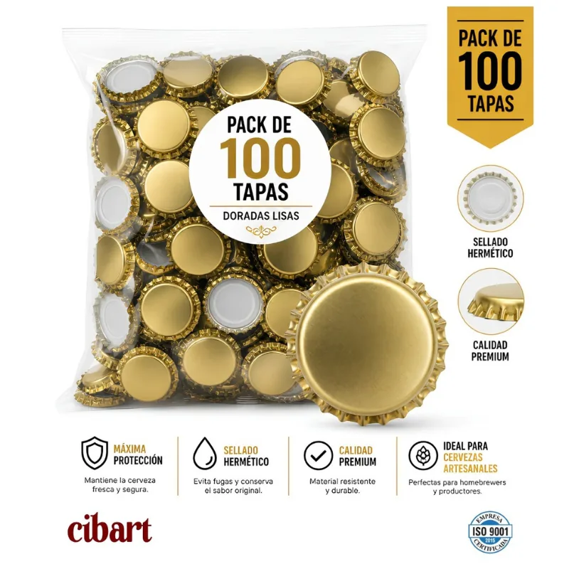Tapas Corona Lisas Doradas X 100 Unidades Tapas Corona Lisas Doradas X 100 Unidades