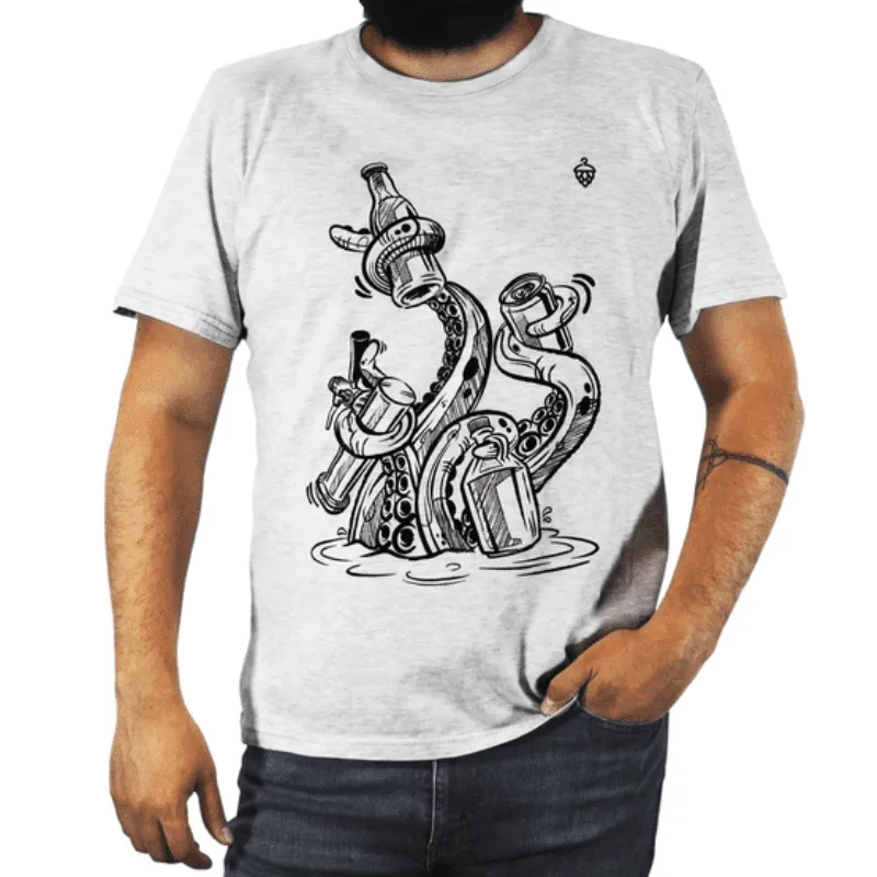 Remera Cervecera Pulpo Remera Pulpo Gris Claro Frente