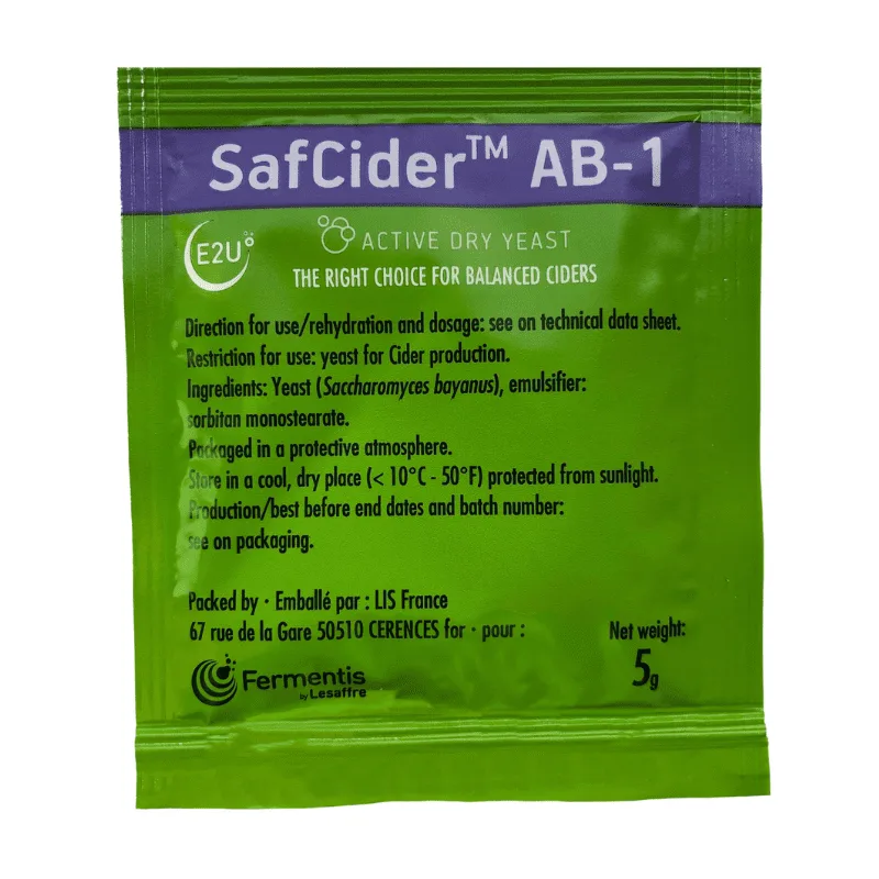 Levadura para Sidra Safcider AB-1 x 5 grs Levadura para Sidra Safcider AB-1 x 5 grs
