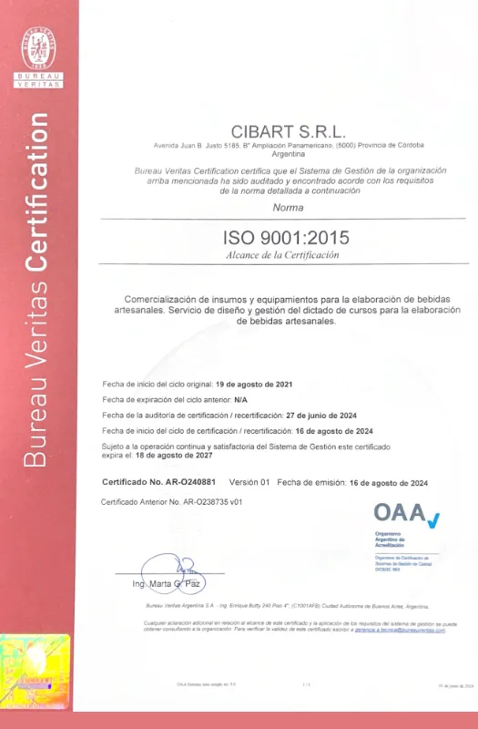 Certificado Veritas Normas ISO